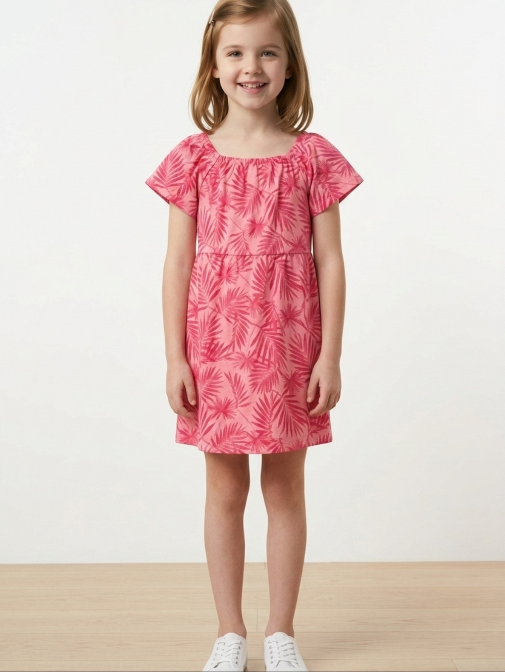 NWT Girl's Thereabouts pink palm tree dress sz XXS 4/5